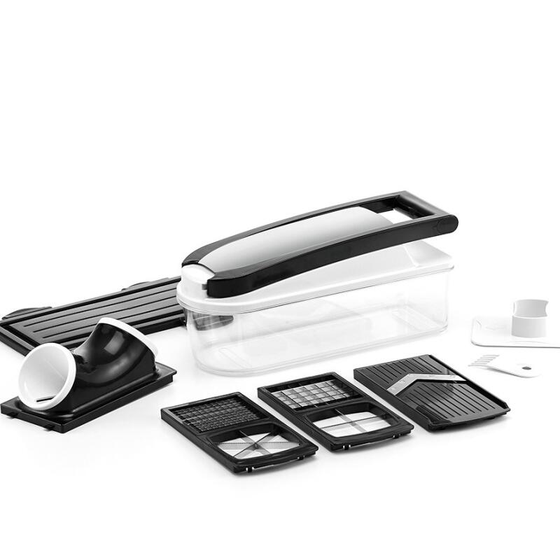 4IN 1 vihannesleikkuri Mandoline Slicer - Lasisäiliöt Spiralizer Vihannesleikkuri Dicer