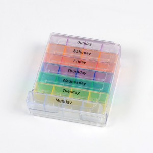 Sateenkaarivärit 7 päivää viikossa Yksi tornilaatikkotyyppi soikea pillerirasia