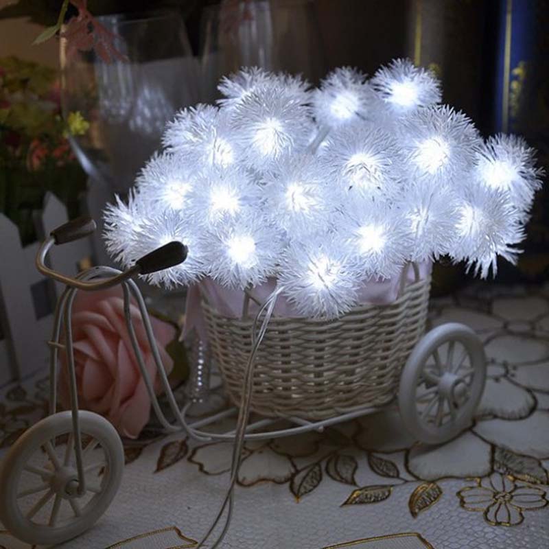 LED-lumipompon merkkijonovalot väri Köysivalaisimet koristeet joulua / lomaa / häät / juhlat