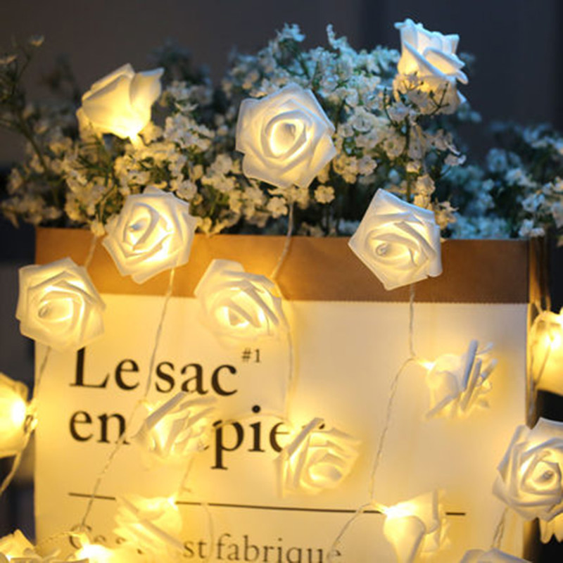10 / 20LED: n akulla toimivat LED-ruusun kukka merkkivalot joulukeiju kevyt Valentine häät loma juhla sisustus