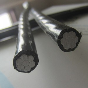 0,6 / 1 kv yläpään kaksipuolinen tripleksi, neliyksikön palvelupudotus, abc-kaapeli