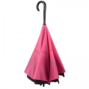 Tukkumyyjät tuulenpitävä sateenvarjo käänteinen suljettu sateenvarjo J-kahva autoihin