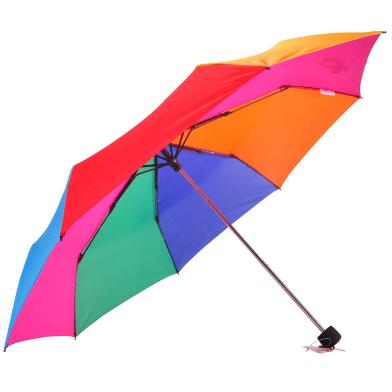 Sateenkaaren väri 21 tuumaa * 8k 190T pongee-kangas 3-kertainen sateenvarjo muovikahvalla