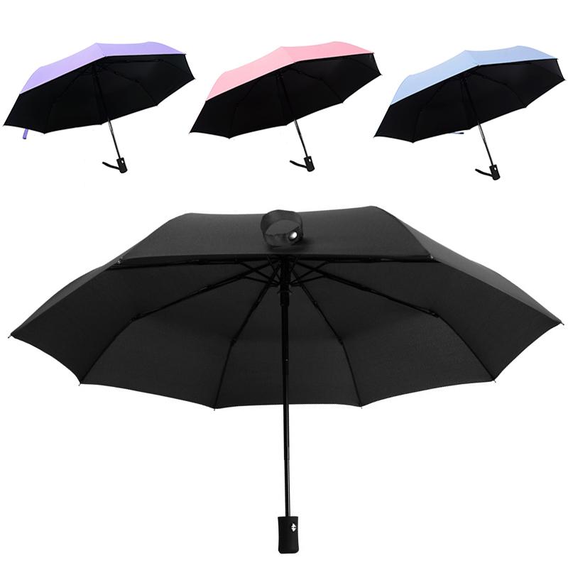 Musta päällystetty sateenvarjo, koko automaattinen sulkeminen ja automaattinen sulkeminen, tavaran 3 taitettava sateenvarjo