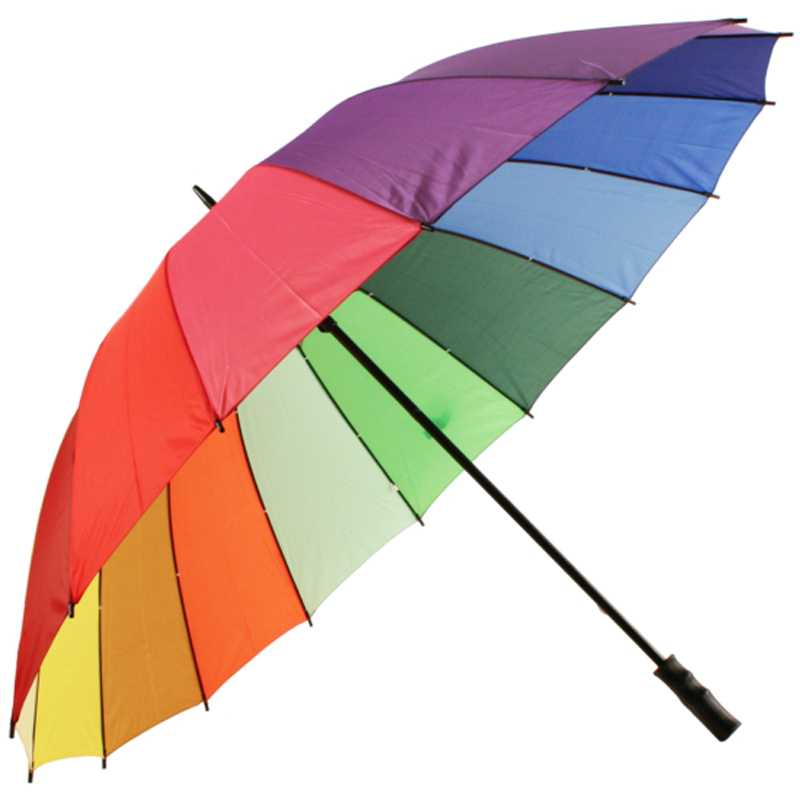 Värikäs räätälöity logo Rainbow vedenpitävä golf-sateenvarjo myynninedistämistä varten