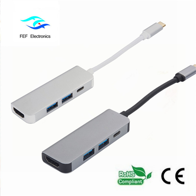 USB-tyyppi c / HDMI naaras + 2 * USB3.0 naaras + SD + TF muuntimen koodi: FEF-USBIC-022