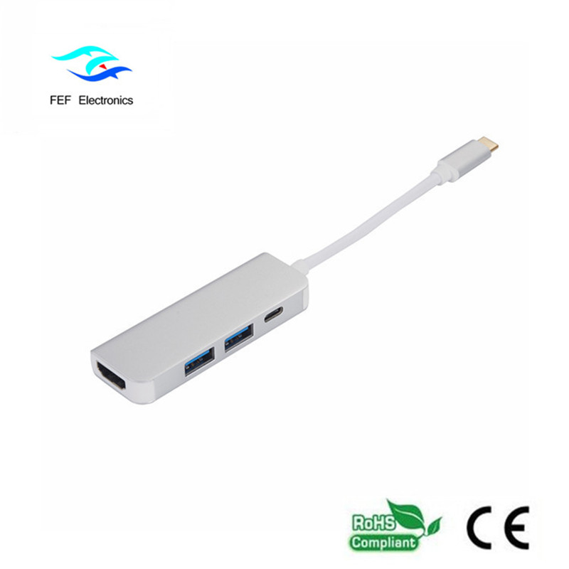 USB-tyyppi c / HDMI naaras + 2 * USB3.0 naaras + SD + TF muuntimen koodi: FEF-USBIC-022