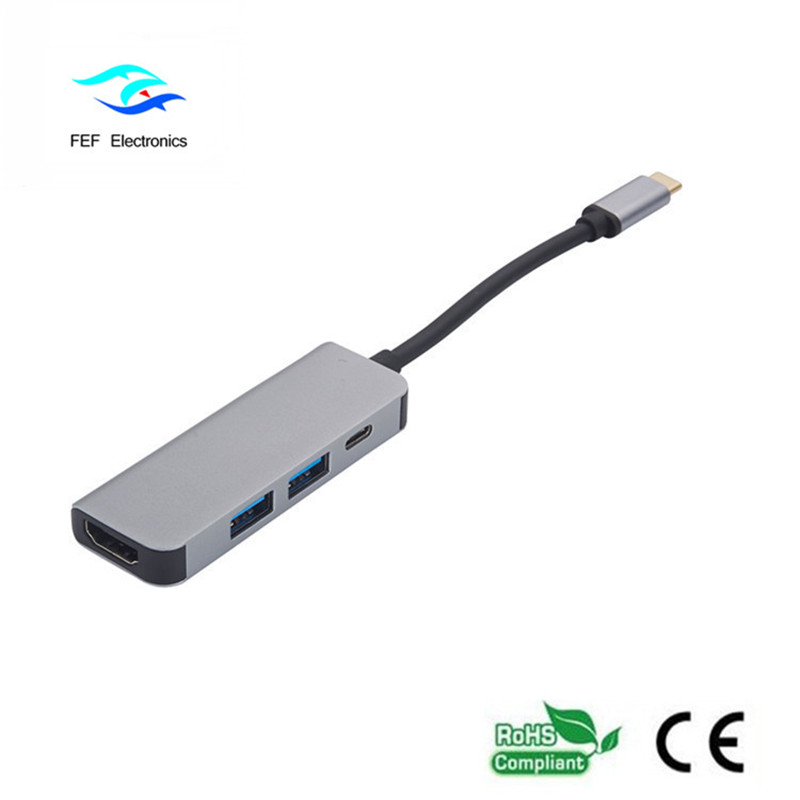 USB-tyyppi c / HDMI naaras + 2 * USB3.0 naaras + SD + TF muuntimen koodi: FEF-USBIC-022