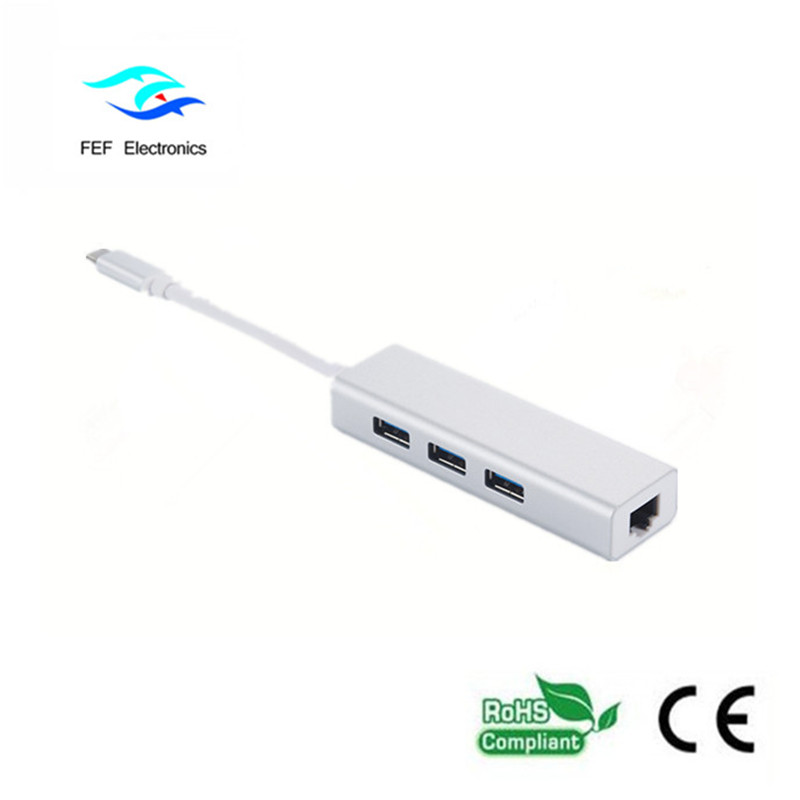 USB 3.1 Type c RG45 naaras Gigabit Ethernet + 3 * USB2.0 naaras ABS -kuori Koodi: FEF-USBIC-016