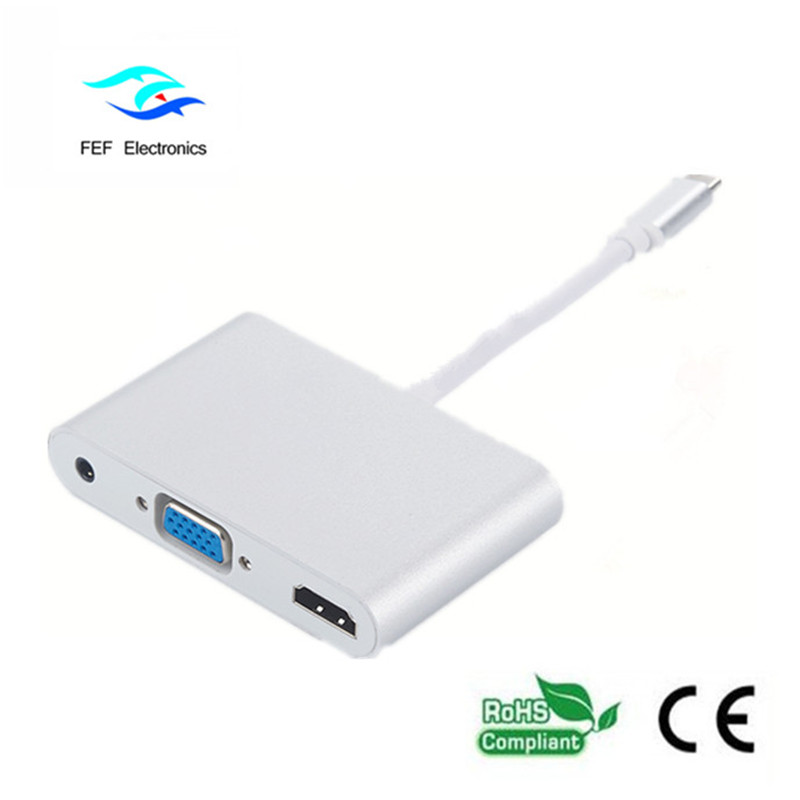 mini-näyttöportti / USB 3.1, tyyppi c, HDMI + VGA naaras + äänikoodi: FEF-DPIC-016