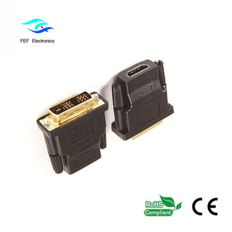 DVI (24 + 1) uros-HDMI-naarassovitin kullattu / niklattu Koodi: FEF-HD-003