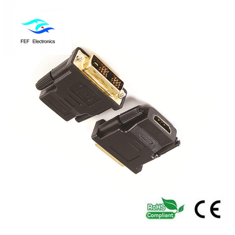 DVI (24 + 1) uros-HDMI-naarassovitin kullattu / niklattu Koodi: FEF-HD-003