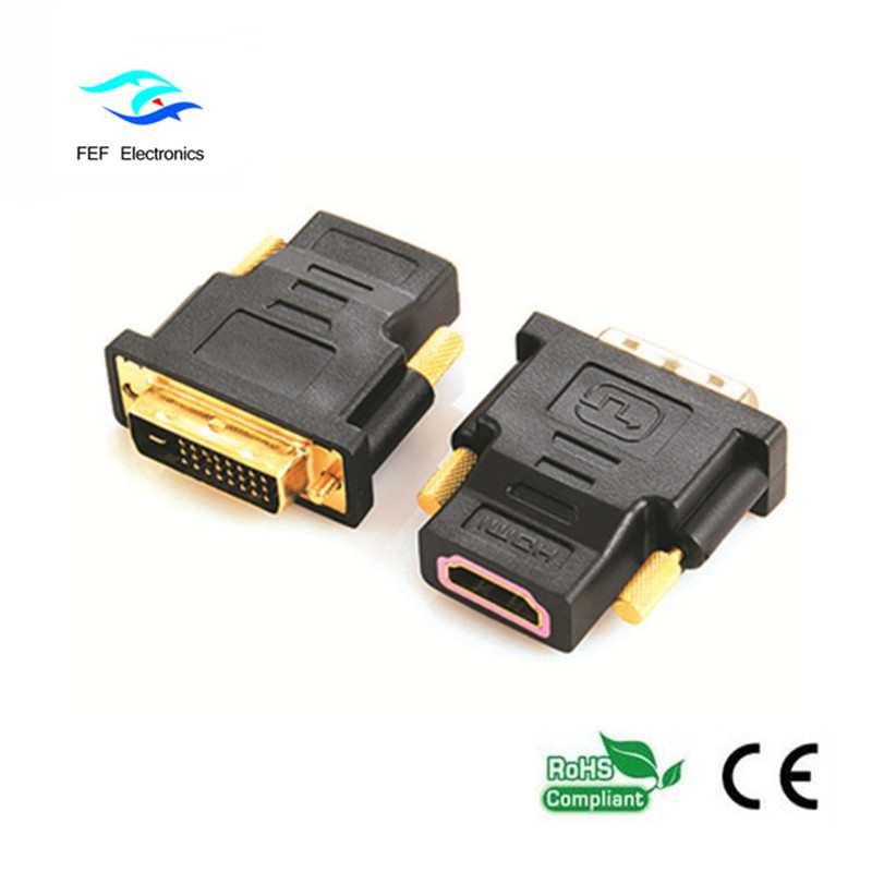 DVI (24 + 1) uros-HDMI-naarassovitin kullattu / niklattu Koodi: FEF-HD-004