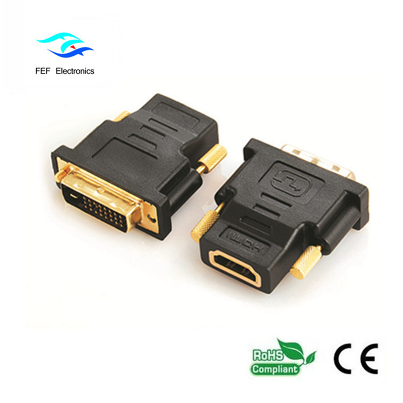 DVI (24 + 1) uros-HDMI-naarassovitin kullattu / niklattu Koodi: FEF-HD-004