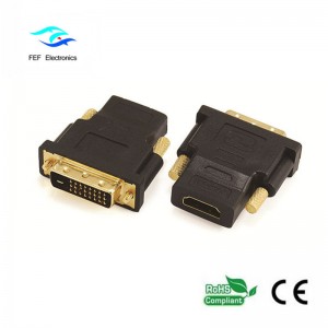 DVI (24 + 1) uros-HDMI-naarassovitin kullattu / niklattu Koodi: FEF-HD-004