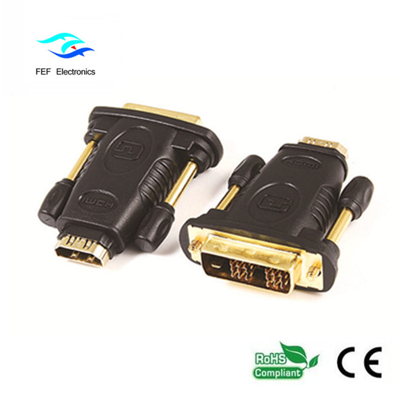 DVI (24 + 1) uros-HDMI-naarassovitin kulta / nikkeli Koodi: FEF-HD-005