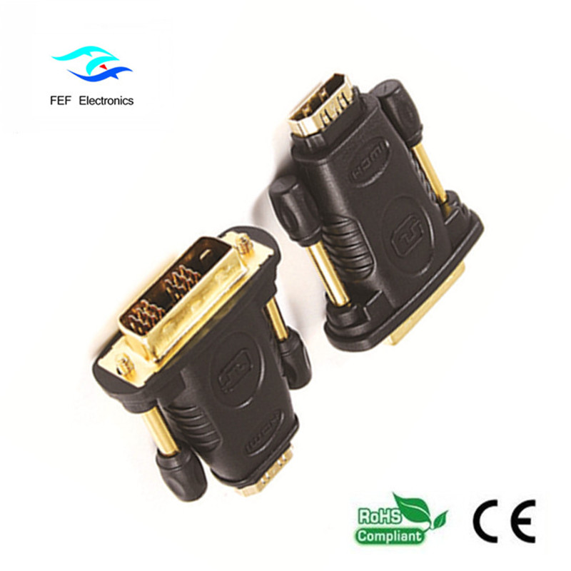 DVI (24 + 1) uros-HDMI-naarassovitin kulta / nikkeli Koodi: FEF-HD-005