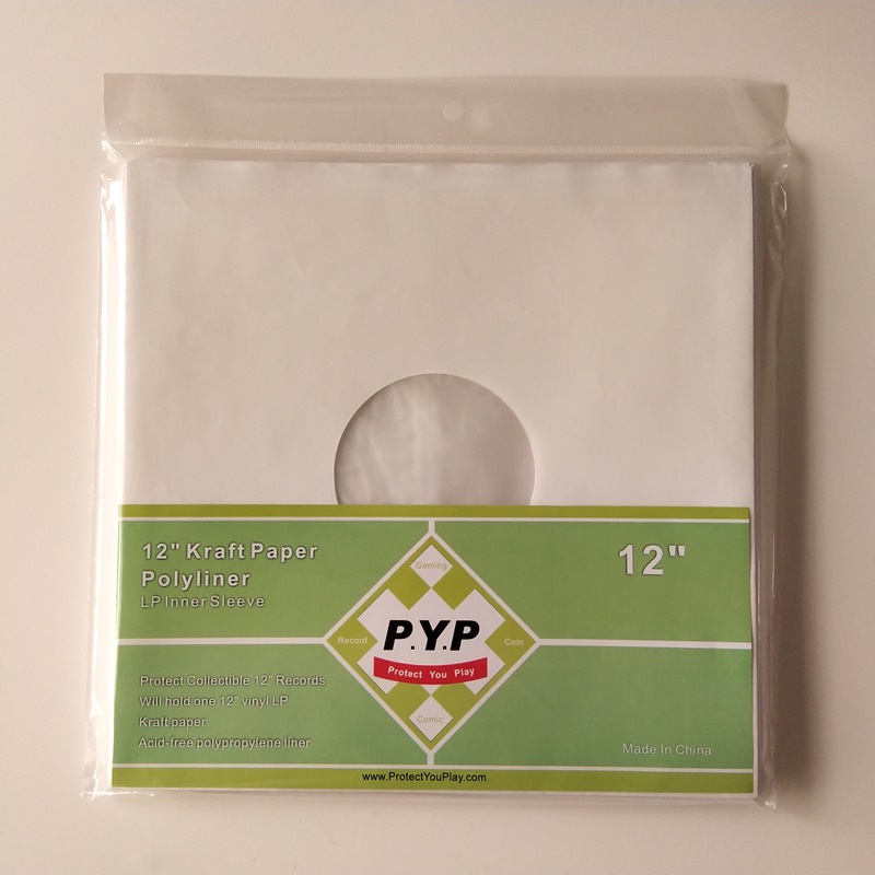 33RPM White Kraft Paper Record -sisähihat, joustavat reikällä 12 vinyylilevylle