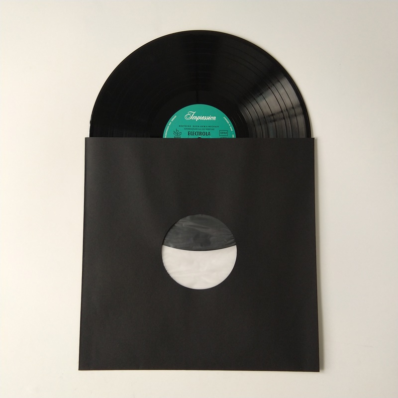 12 tuuman musta polylineri LP -levyn sisähiha