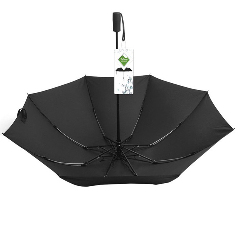 8 kylkiluuta sateenvarjo hydrofobinen pinnoite cutom Vedenpitävä 3 taitettava AOAC käänteinen sateenvarjo