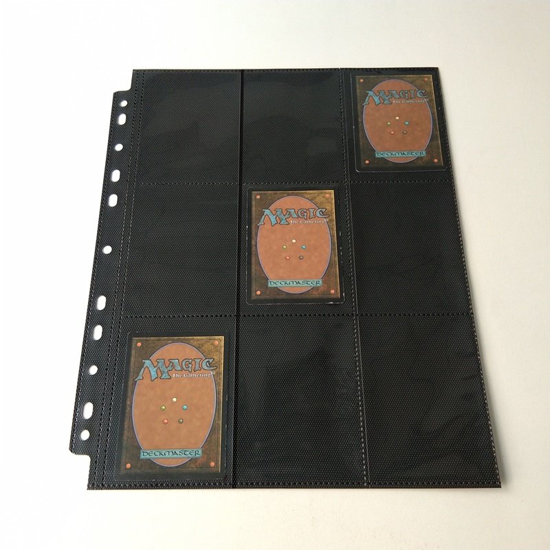 18 taskukeräilykortin albumisivua MTG YGO -korttikortille keltaisella kuitukankaalla