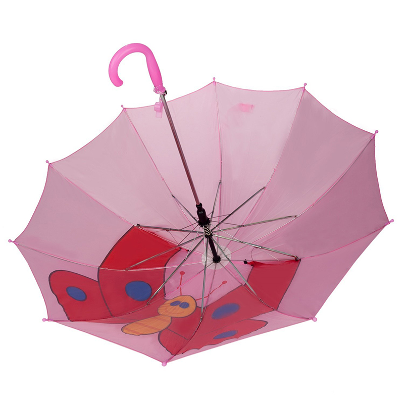 Eniten myytävät mainonta vaaleanpunainen perhonen kuvia eläinlapsille mukautettu auto avoin suora sateenvarjo