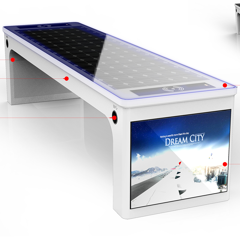 Solar Smart Park -penkki langattomalla laturilla ja 4G-Wifi-reitittimellä