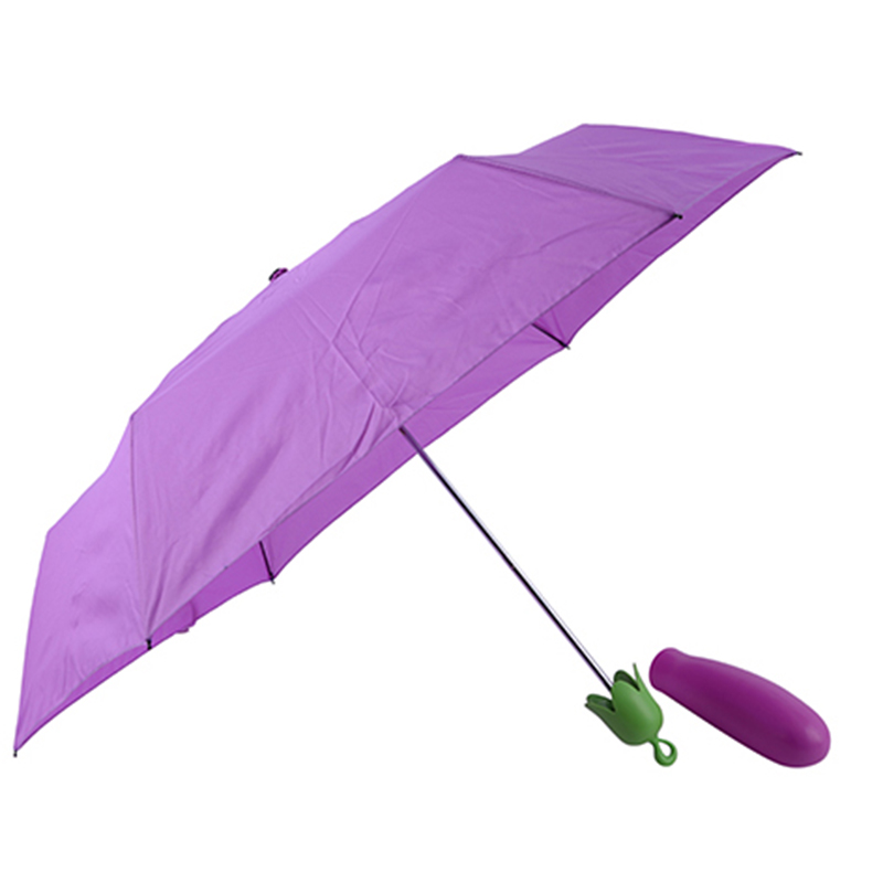 Kiinalainen halpa sateenvarjo Munakoiso pieni, 3 taittuvaa vihannesten erityistä mukautettua sateenvarjoa