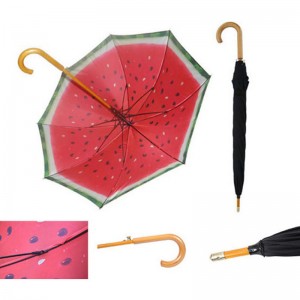 Puinen akseli ja puinen kahva kaksinkertainen kangas mittatilaustyönä suora sateenvarjo