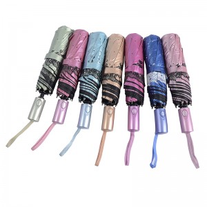 Väri vihreä UV-päällysteinen kangas sateenvarjo täysin automaattisen avoimen toiminnan sateenvarjo 3-kertainen