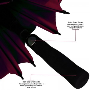 Promo tuulenpitävä kaksikerros Auto avoin golfvarjo logolla mukautetulla olkaholkilla