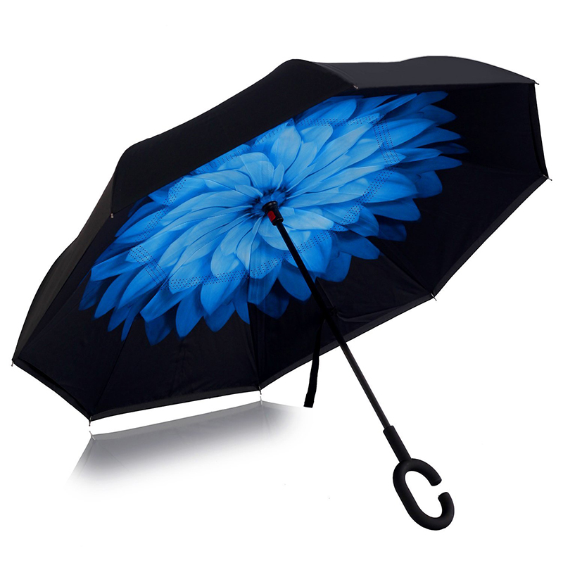 Lasikuiturunko tuulenpitävä Tulosta kukka suosittu sateenvarjo räätälöity kääntö