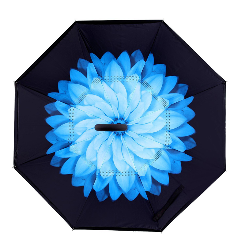 Lasikuiturunko tuulenpitävä Tulosta kukka suosittu sateenvarjo räätälöity kääntö