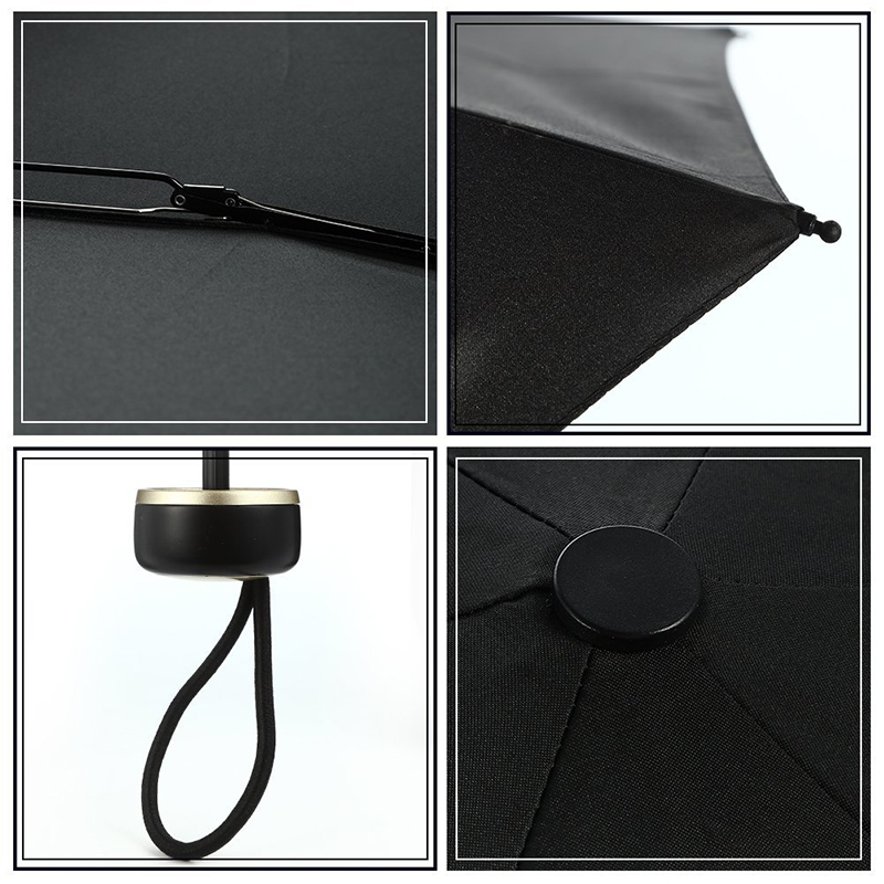 Musta pongee-kangas metallikehys muovikahva manuaalisesti avoin 5-kertainen minitaskuvarjo