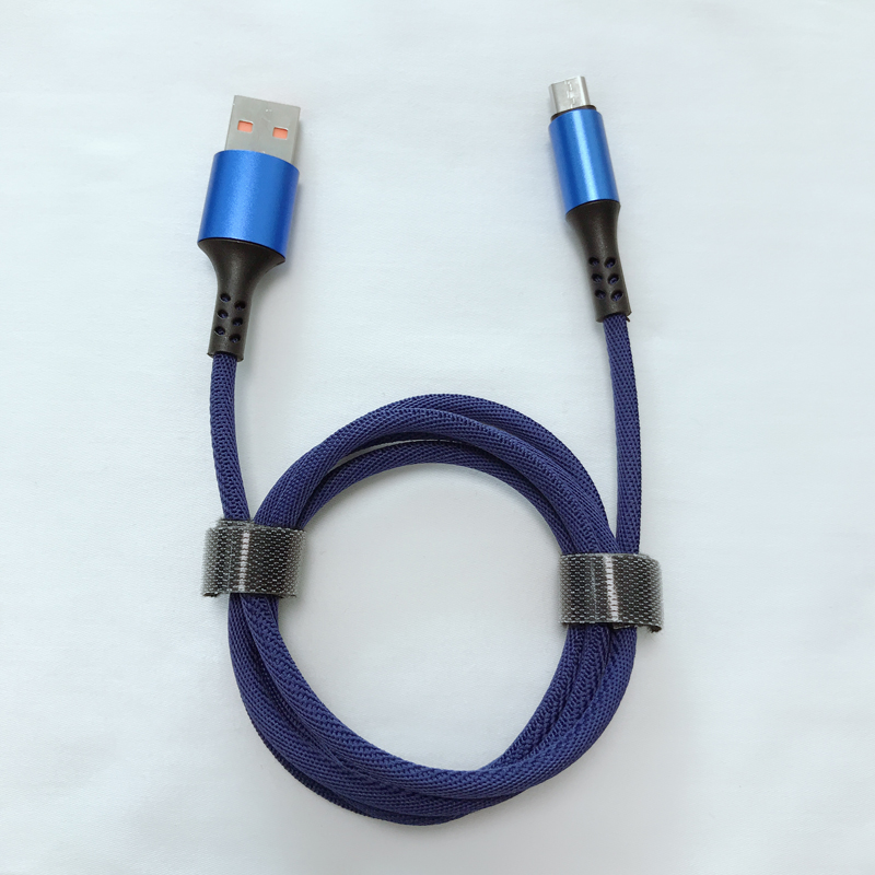 Nopeasti ladattava pyöreä punottu mikro-USB 2.0 -kaapeli mikro-USB, tyyppi C, iPhonen salamalataukseen ja synkronointiin