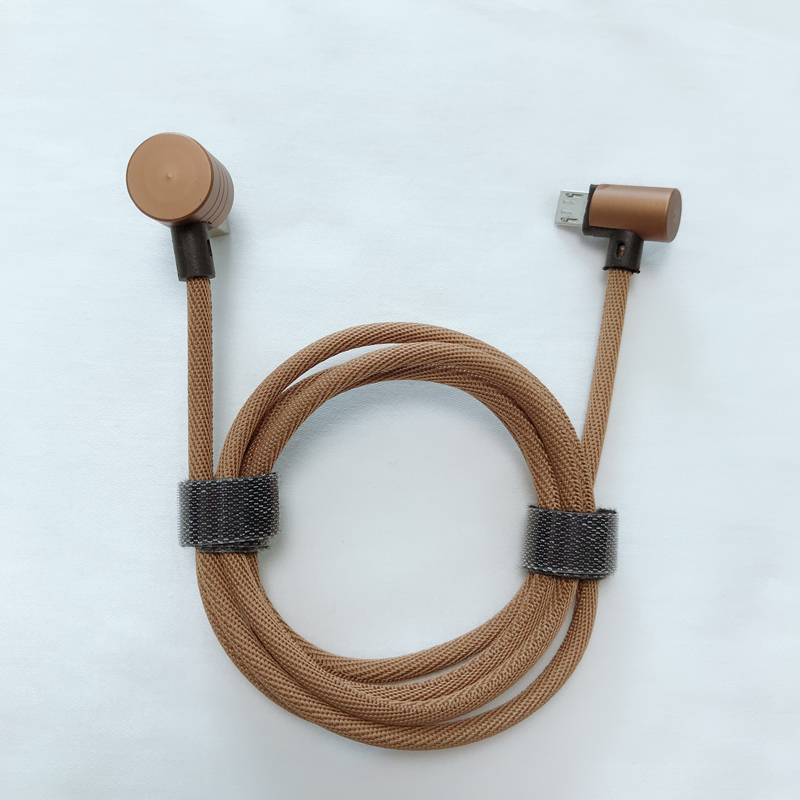 Nopea lataus kaksoissuuntainen kulma Pyöreä punottu mikro-USB 2.0 -kaapeli