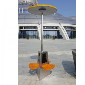 Aurinkosuojateräspenkkien istuimet Mainonta Pole-puhelimen ja -tablettien lataus