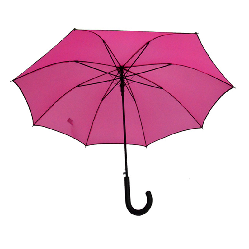 Kiinalainen toimittaja pongee-kangas metallirunko automaattinen avoin vaaleanpunainen suora sateenvarjo
