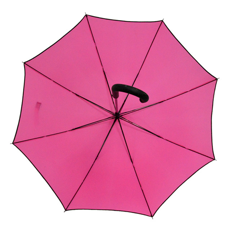 Kiinalainen toimittaja pongee-kangas metallirunko automaattinen avoin vaaleanpunainen suora sateenvarjo