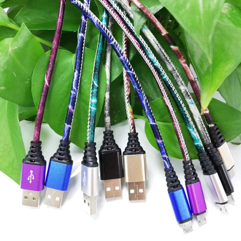Kiiltävä PU-nahka nopeasti ladattava pyöreä alumiinikotelo USB-kaapeli mikro-USB, tyyppi C, iPhonen salaman lataus ja synkronointi