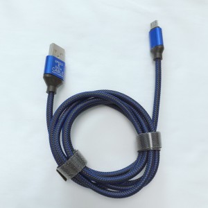Kalaverkkolanka punottu lataus pyöreä alumiinikotelo USB-kaapeli mikro-USB, tyyppi C, iPhonen salaman lataus ja synkronointi
