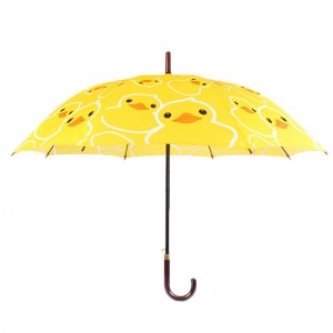 23 tuuman pongee kangas auto avoin keltainen ankka sarjakuva kuvio suora sateenvarjo