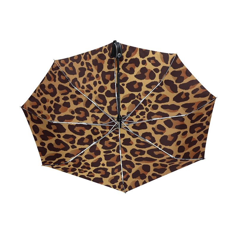 Leoparditulostus 2-osaiset lasikuiturahat tuulenpitävä automaattinen avaaminen ja sulkeminen 3 taitettava sateenvarjo