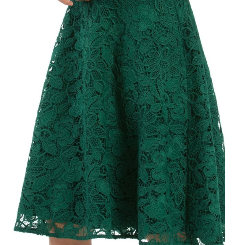 Lady muoti hihaton vihreä midi pitsi mekko