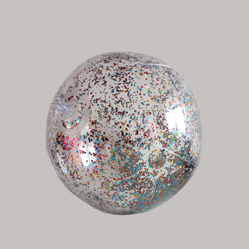 Ilmatäytteinen läpinäkyvä glitter / sulka rantapallo
