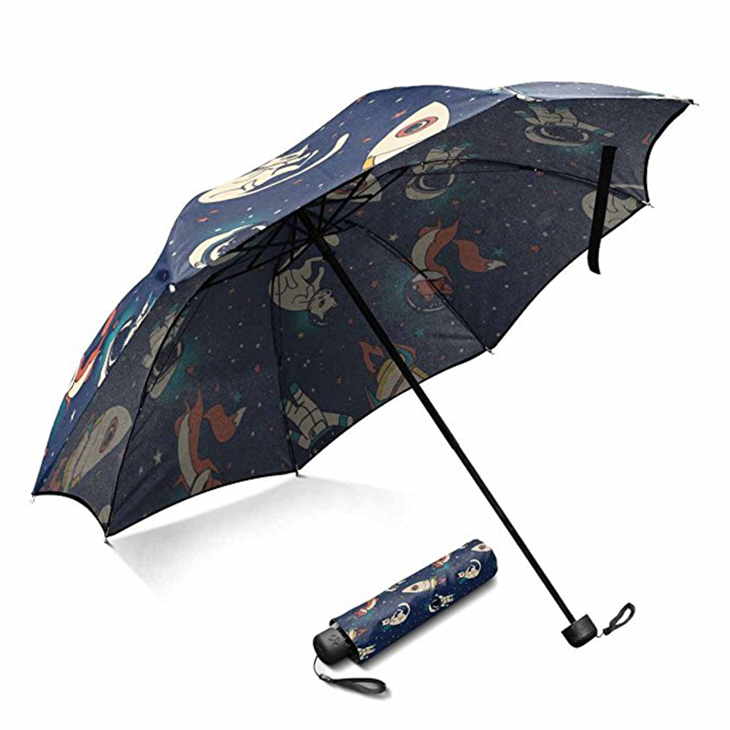 Uusi muotoiltu myynninedistämistarkoituksessa mukautettu sarjakuvakuvio 3 taitettavaa sateenvarjoa