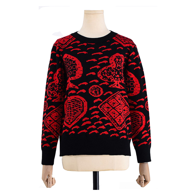 2019 Spun Cotton Poker Jacquard varastossa Pullover Custom Logo Neulotut villapaitot