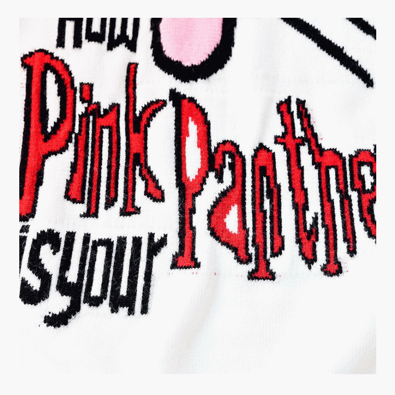 2019 Viimeisin pusero Design Pink Panther Jacquard Ladies Knit villapaita