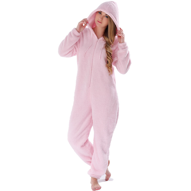 Aikuiset Onesie vaaleanpunaiset pyjamat sarjat