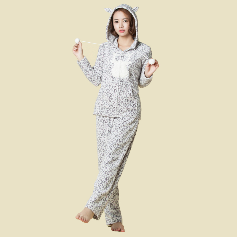 Naisten painettu korallifleece-aikuisten pyjamat